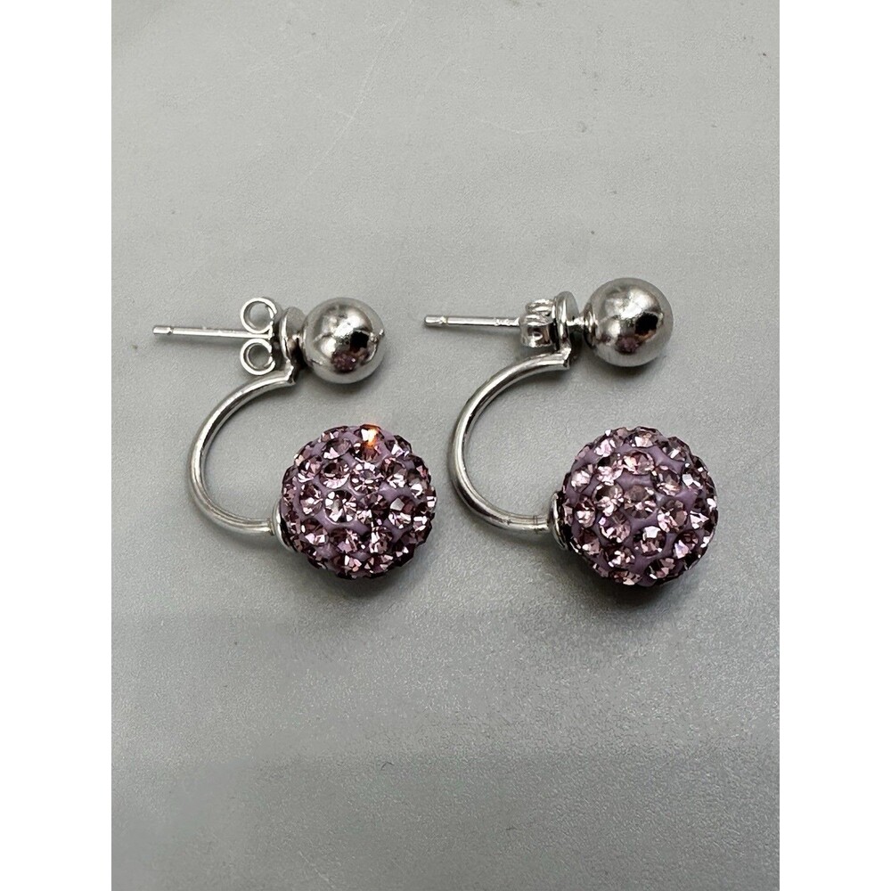 Sterling Silver Swarovski Crystal Ball Drop Earrings